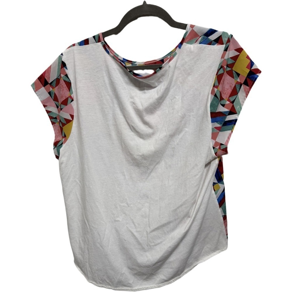Van Heusen Geometric Short Sleeve Blouse Size XL Artsy Art to Wear Multicolor - Picture 4 of 5